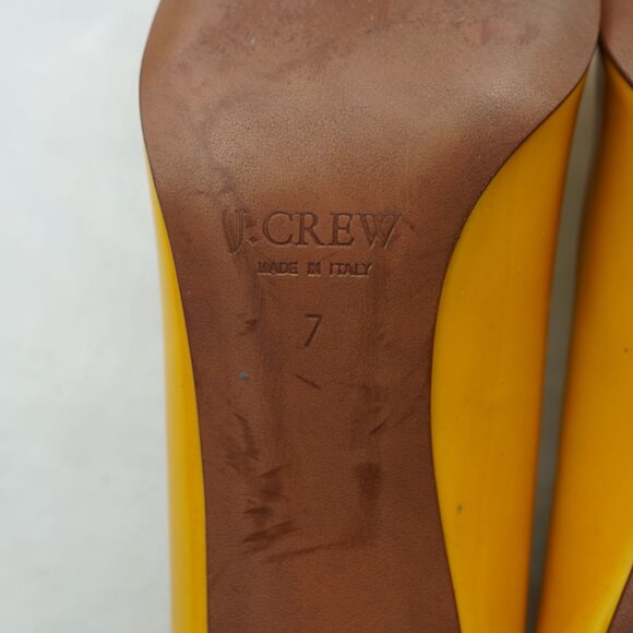 J.Crew Yellow Patent Leather Heels  Size 7  Made‎ in Italy - Picture 12 of 13